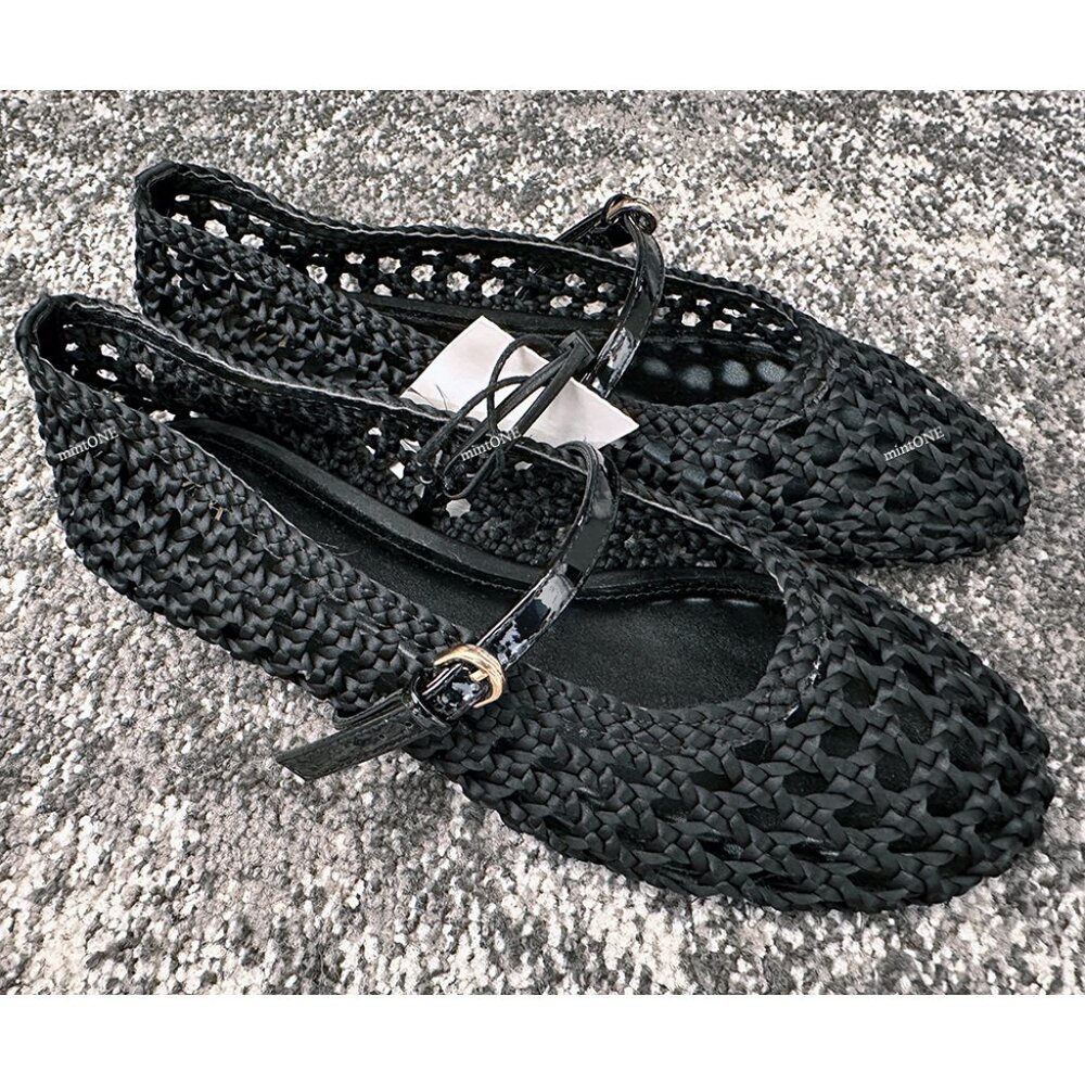 NEW ZARA woven strap black ballet flat 2516 size 8